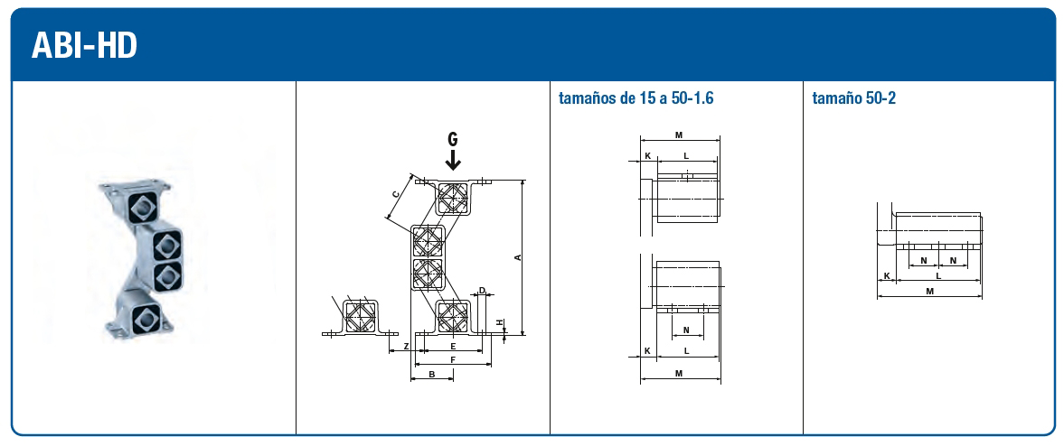 dibujo técnico Suspensión oscilante ABI-HD Inox