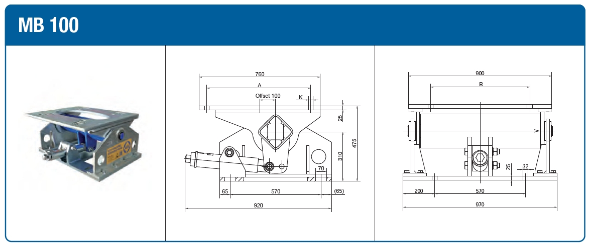 dibujo técnico Base de Motor MB100