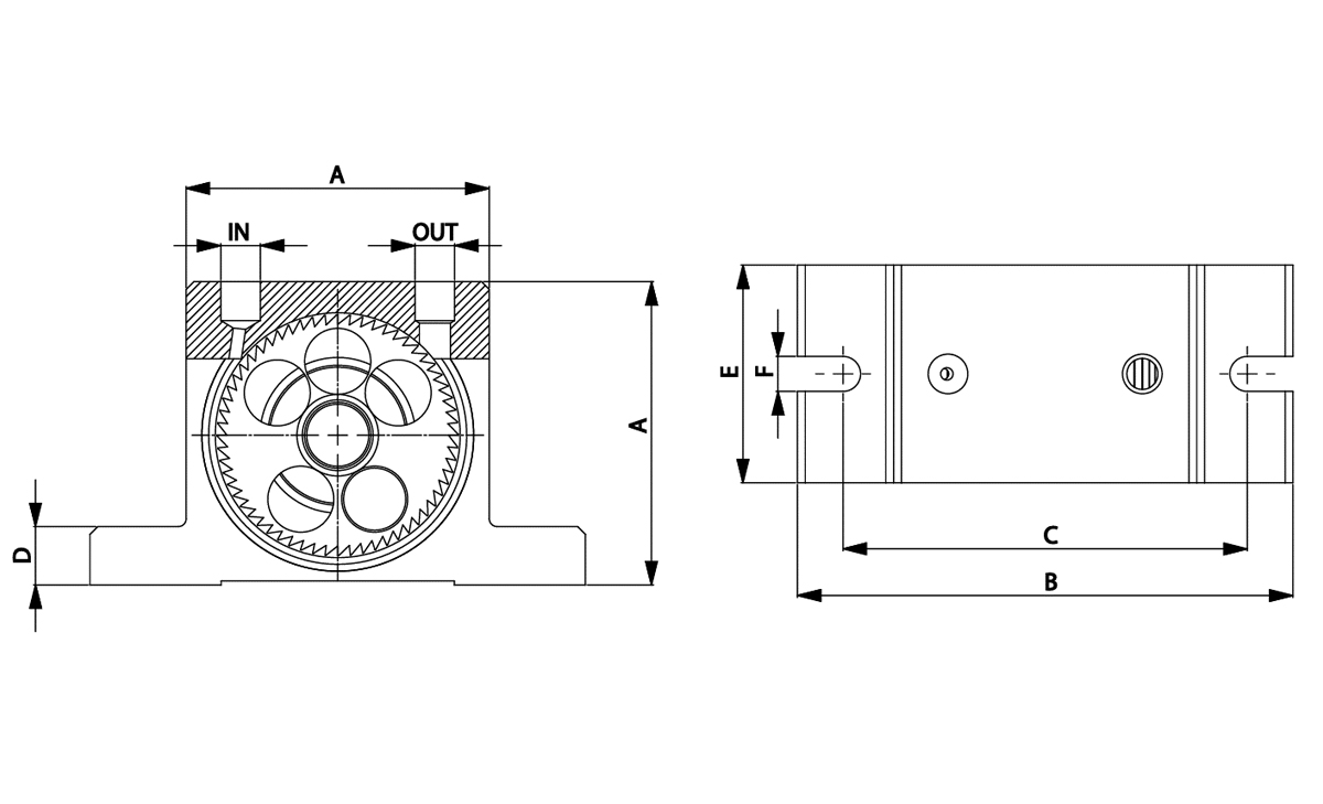 dibujo técnico Vibradores Neumáticos de Turbina OT